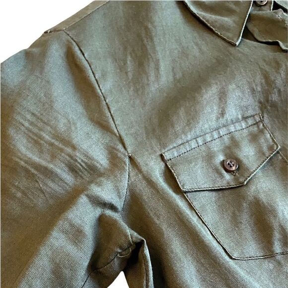 Zara Khaki midi dress with tie - Picture 3 of 10